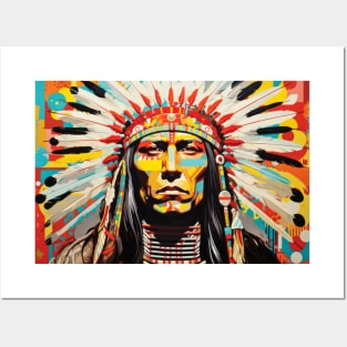 Western Native Indian Retro Abstract Colorful Painting Posters and Art